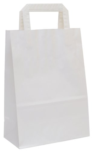 White paper bags, flat paper handle