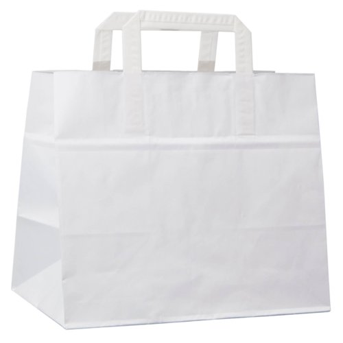 White paper bags, flat paper handle