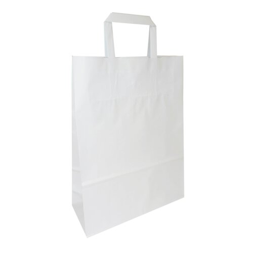 White paper bags, flat paper handle